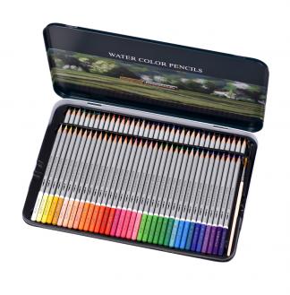 水溶性彩色铅笔铁盒装72色木杆铅笔