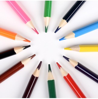 跳跳海豚三角木杆圆纸筒12色彩色铅笔(G-2628(12))