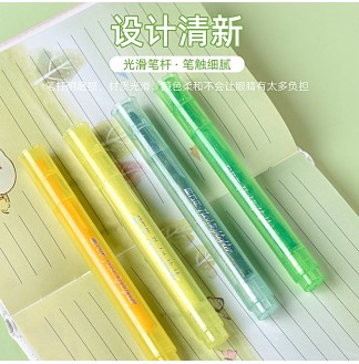 闪光绿色系4色装宽头6mm荧光笔
